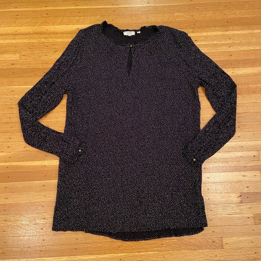 Fat Face UK black polka dot long sleeve blouse